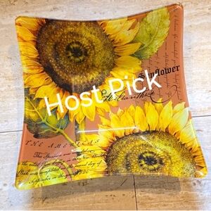 Prima Design Glass Sunflower Square Bowl